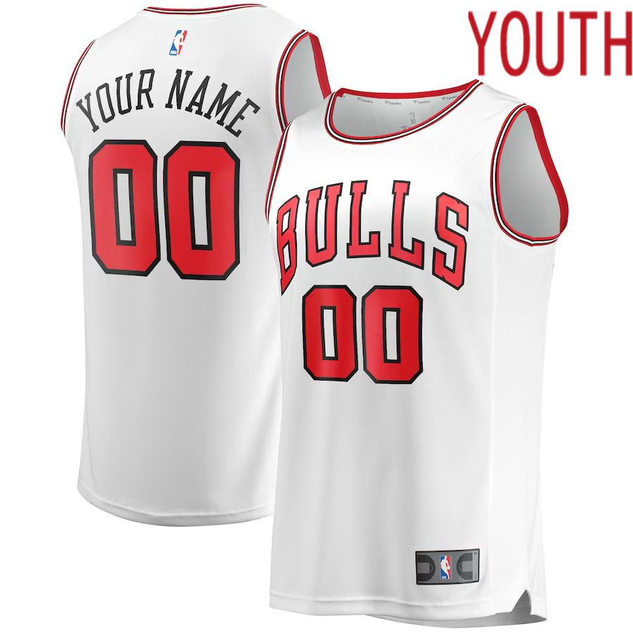 Youth Chicago Bulls Fanatics Branded White Fast Break Custom Replica NBA Jersey